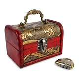 Colexy Mini Cofres del Tesoro de Madera, Caja con Candado, Cajas Vintage con Tapa, Cajas con Tapa para Joyas Monedas, Pequeños Cofres Del Tesoro para Hogar Bodas y Regalo (Tipo3, 1Pcs)
