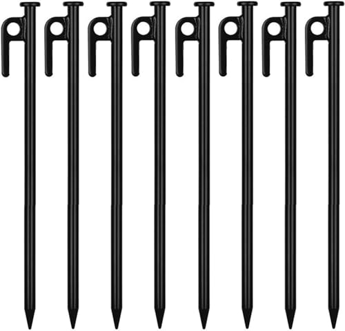 Zydiwo 8pcs Tent Stakes 12 inch Heavy Duty Metal Tent Pegs Unbreakable Camping Tent Stakes Steel Tent Pegs for Camping Yard Picnic