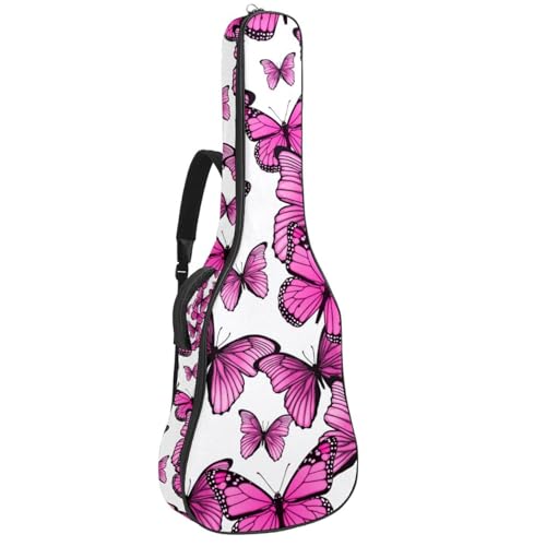 Housse de guitare en tissu Oxford épais rembourré avec boucle de suspension et sangle de cou Motif papillon Rose, Multicolore 4., 42.9×16.9×4.7 in, Sac de transport tendance pour guitare - Les Beatles, Paul McCartney, John Lennon, RIngo Starr, George Harrison Housse de guitare en tissu Oxford épais rembourré avec boucle de suspension et sangle de cou Motif papillon Rose, Multicolore 4., 42.9x16.9x4.7 in, Sac de transport tendance pour guitare