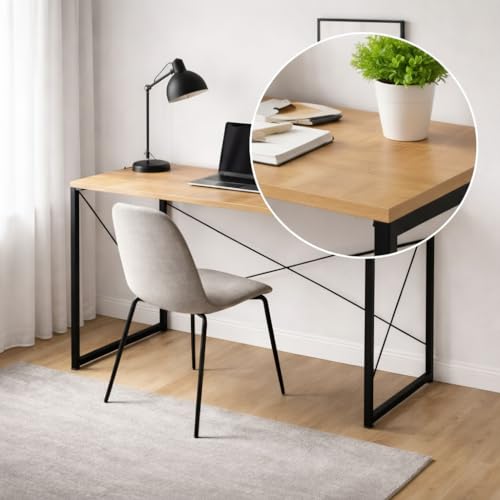 Image of EXVITO Portable Wood & Metal Computer Desk | Foldable Modern Writing | Multipurpose Study Table Best for Home, School, Office Work & More | Ideal for Kids & Adults - Wallnut, Standard