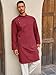Runcati Mens Kaftan Thobe Robe Long Sleeve Cotton Henley Shirt Casual Muslim Gown Salwar Kurta Burgundy
