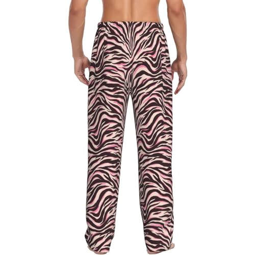 Tiger Zebra Stripes Print Pink Mens Pj Pants,Soft Men Lounge Pants,Mens Pajama Pants Bottoms,Sleep Pants For Men 5