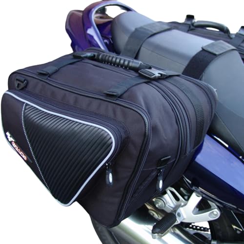 GEARS Tourister Motorcycle Saddlebags for Sport Bikes and Cruisers | Spacious, Anti-Theft Luggage with Reinforced Sides and Heat Resistant Base, Includes a Waterproof Rain Cover