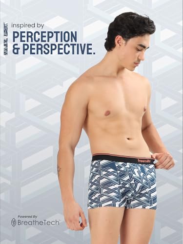 Image of Freecultr Men's Tipline Cotton Trunk Stretch Printed Trunks with Stylish Waistband | Breathable Innerwear for All-Day Comfort