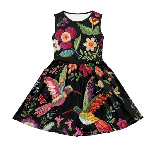 Kids Skater Dress Girls A-line Swing Sleeveless Summer Dresses 2-14