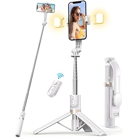 Tupwoon Trípode y Palo Selfie Bluetooth con 2 Luces Recargables Cover