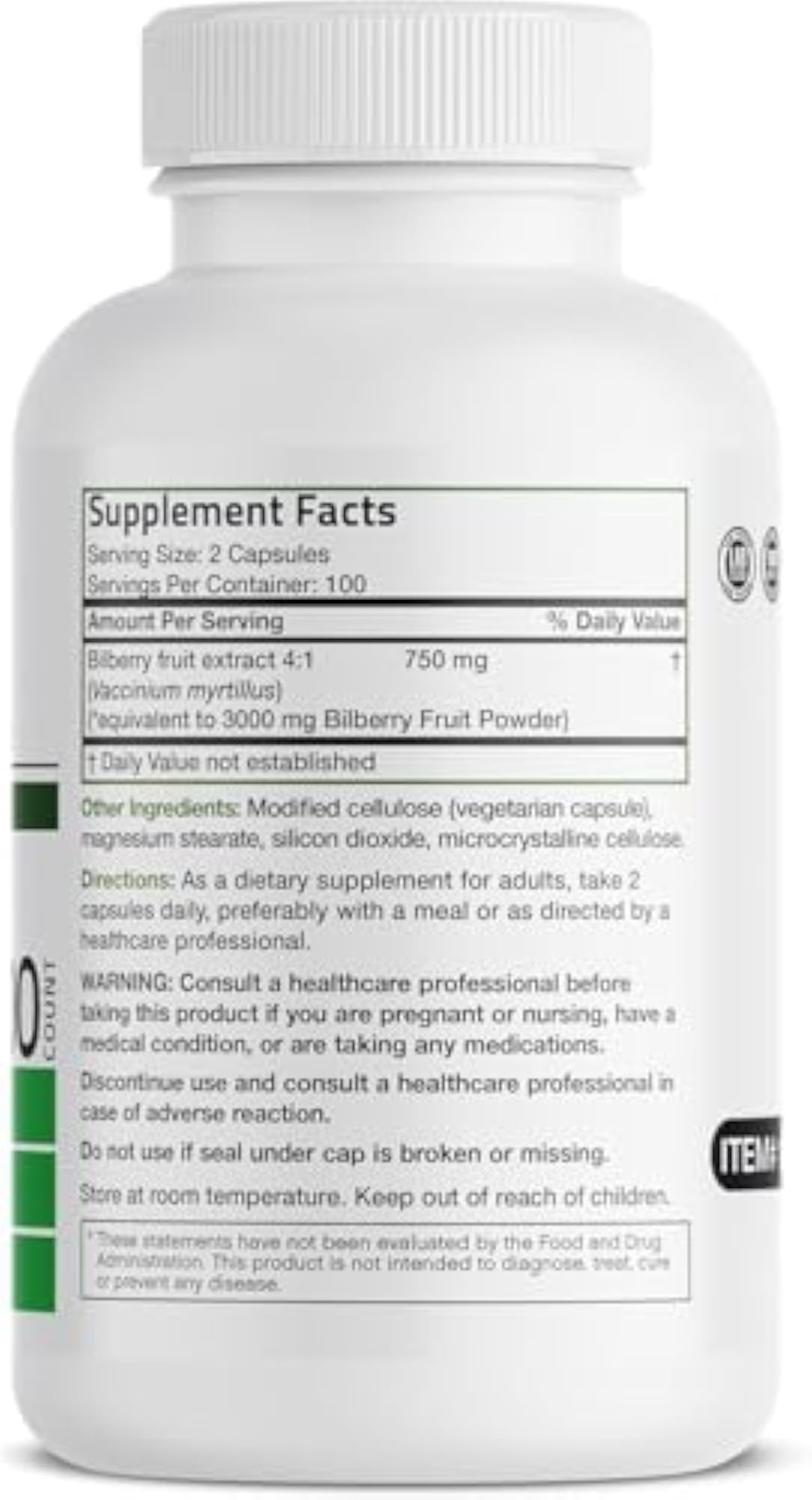 Bilberry Extra Strength Capsules, 200 Vegetarian