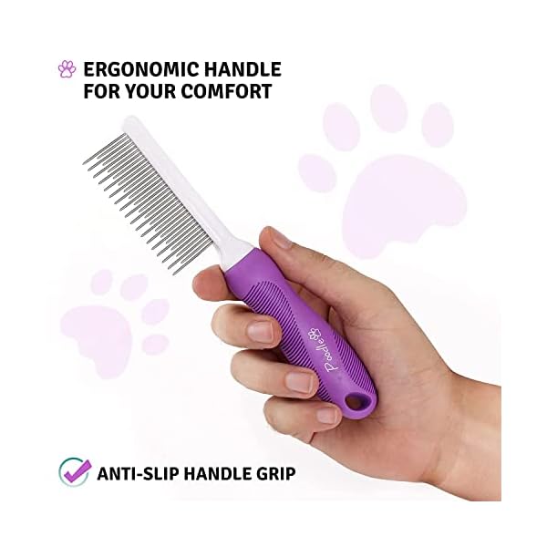 Poodle Pet Entwirrender Haustierkamm mit langen & kurzen Edelstahlzähnen zum Entfernen von verfilztem Fell, Knoten und Verfilzungen – Entwirrungswerkzeug Zubehör für sichere & sanfte DIY Hunde- und – Bild 8