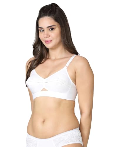 Image of VSTAR Queen U Black CLR Soft Cotton Bra for Women | Wirefree, Single Layered Seamed Cups | Adjustable Straps | Comfy Non Padded Bra 32 | Cool Grey