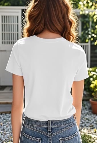 Hantaostyle Women's Solid Color T-Shirt Casual Summer Short Sleeve Crewneck Loose Casual Basic Tee Tops Blouse2