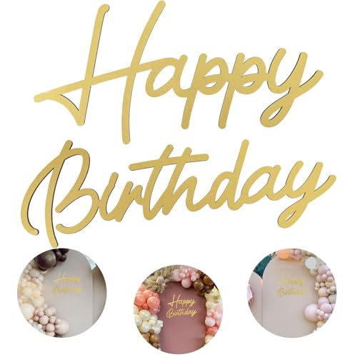 Panneau en bois « Happy Birthday » pour toile de fond, lettres découpées dorées pour arche de ballons, fête, fête prénatale, photographie, décoration de fond parfait accessoire de célébration