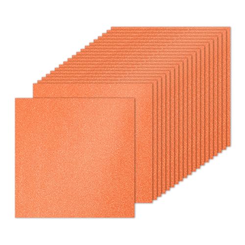 PATIKIL 20 Blätter Orange Glitter Karton 10 x 10 Zoll, Glitter Kartonpapier Quadratisch Premium Funkelndes Papier Bastelkartonpapier 250gsm für Scrapbook Karte DIY Kunst Hochzeit Party