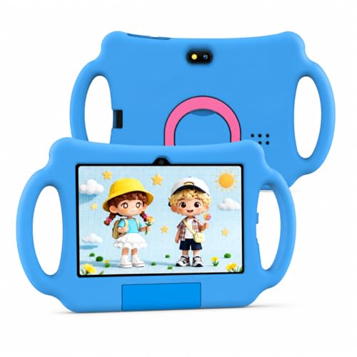 Oteeto TAB75 Tablet Pink 7 Inch HD Display 6GB RAM 256GB Storage Quad Core 3500mAh Battery WiFi Shockproof Case with Handle Learning & Gaming Tablet for Kids (Blue)