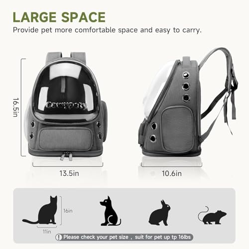 Image of Cat Backpack Carrier Expandable Pet Carrier Backpack for Small Medium Cats Fit Up to 18 Lbs, Foldable Puppy Backpack Carrier for Travel, Hiking (Dark Grey, 11L x 16.5W x 13.4H)