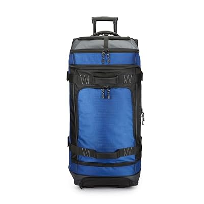Amazon Basics Borsone da Viaggio con Ruote,Grande (89 cm, 137 litri), Trolley Leggero e Robusto in Tessuto Ripstop, Spazioso, con Manico Telescopico, Ideale per Viaggi, Lavoro e Tempo Libero, Blu