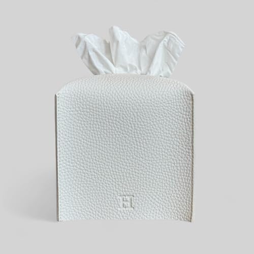 Cube Tissue Box Cover Holder Square PU Leather Tissue Holder Facial Tissue Case Dispenser for...