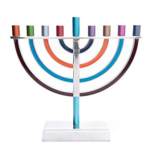 Yair Emanuel Hanukkah Menorah Classic Style Colored Branches (Multi Color, Large)