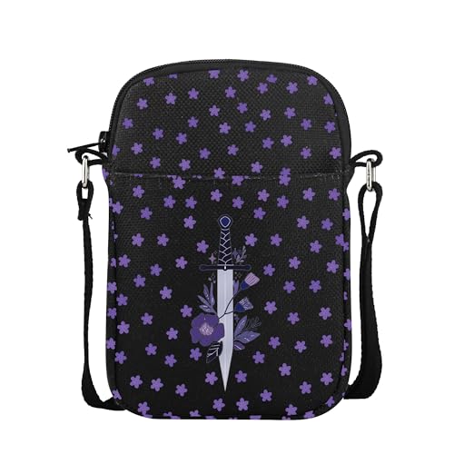 CMNIM Book Lover Merch Sword&Flower Themed Crossbody Bag Inspired Shoulder Bag Book Fans Gifts Bookish Bookworm Gifts