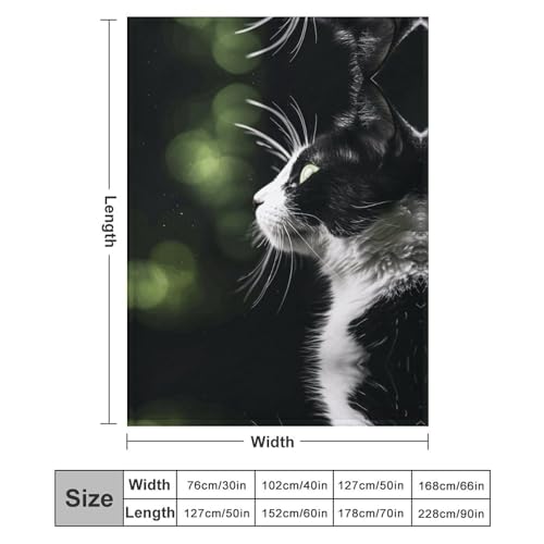 Couverture chat noir et blanc plaid chaud pour frissons sur canapé - 3