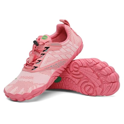 SAGUARO Barefoot Zapatillas de Trail Hombre Mujer Zapatos de Deporte Transpirable Antideslizante Calzado Minimalistas Tono Rosa 38 EU