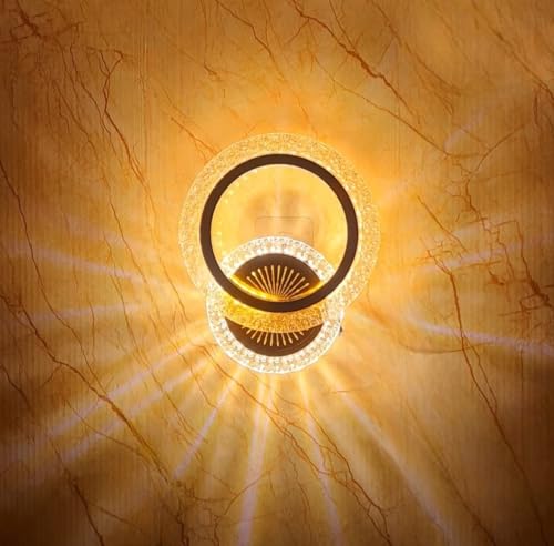 Image of Modern LED Wall Light for Home, 3 Color Modes, Warm White,Cool White, Natural White, Golden Acrylic Crystal Wall Lamp for, Pack of 1,