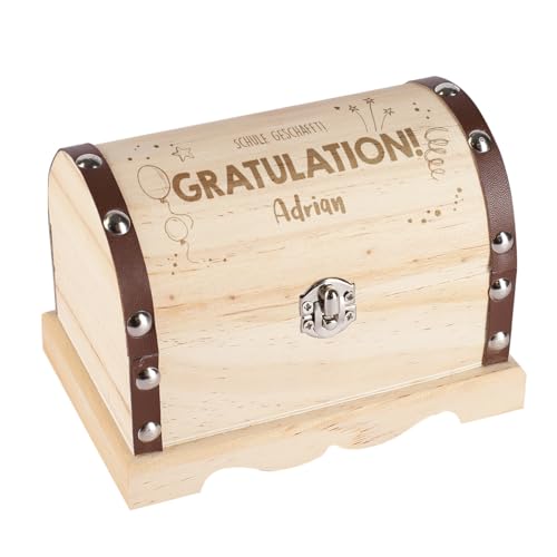 Herz & Heim® Personalisierbare Schatztruhe aus Holz mit Gravur – Geschenkverpackung mit eigenem...
