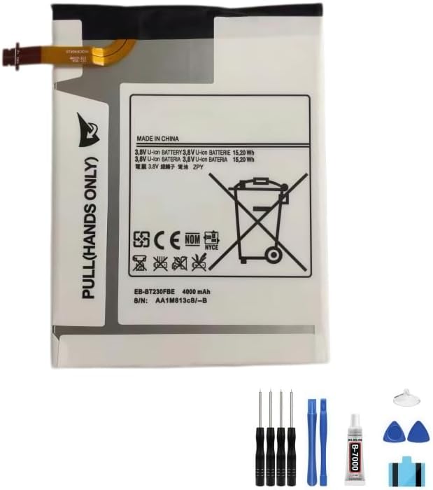 compatible For Samsung Galaxy Tab 4 7.0" SM-T230 T231 T235 4000mAh 3.8V LCD Display Touch Screen Digitizer Full Assembly Replacement Kit battery EB-BT230FBE+Free Tools，For EB-BT230FBE battery