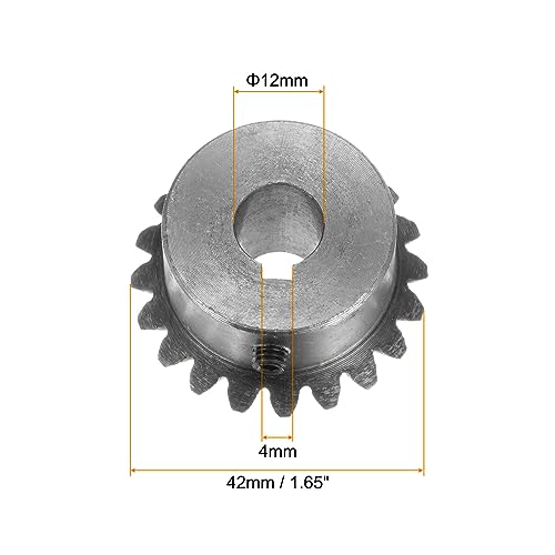 Image of HARFINGTON 2pcs Bevel Gear 2M 20 Teeth 12mm Shaft Hole 1:1 Tapered Pinion Gear with 4mm Keyway 45# Steel 2 Module 90 Degree Steering Gear with M5 Fixing Hole, for Hardware Mechanical Rotation