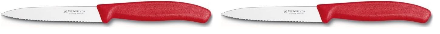Victorinox Swiss Classic 4-Inch Spear Tip, Serrated, Red Paring Knife (Pack of 2)