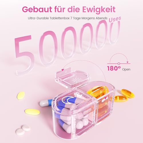Daviky Pillendose 7 tage 2 fächer - Premium Tablettenbox 7 Tage – Ansicht 3
