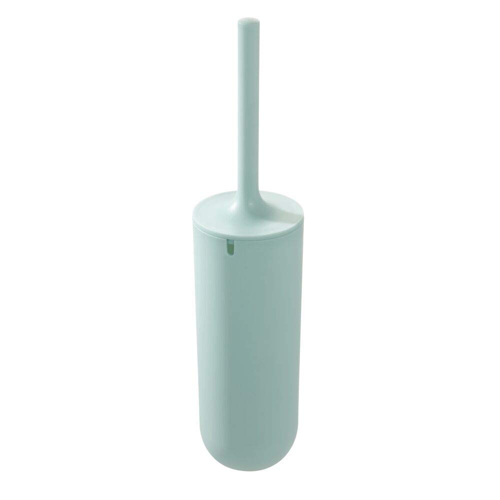 iDesign Cade Bowl Brush and Holder, Toilet Cleaning Set for Bathroom-Matte Soft Aqua, 2 Piece