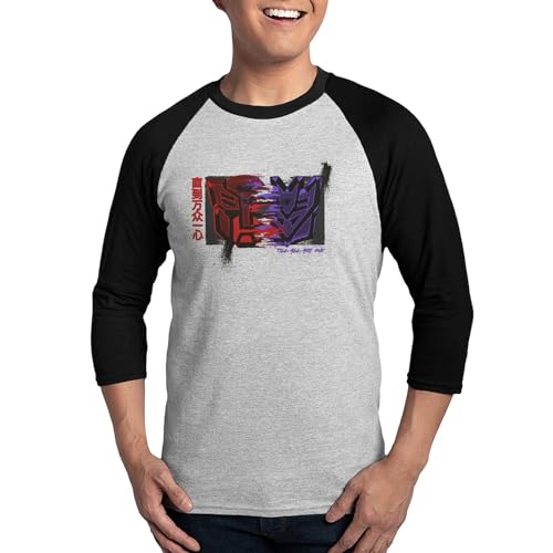 CafePress Transformers Till All are One Men's Cotton Baseball Jersey, 3/4 Raglan Sleeve Shirt Heather/Black