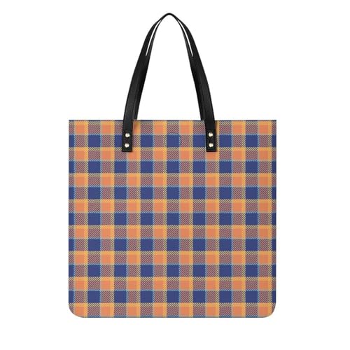 Tote bag pour voyage 39x39cm au motif plaid jaune : le sac à main shopper grand format