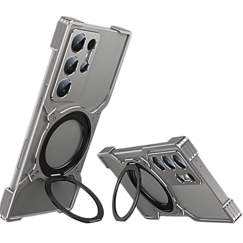 Coque S24 Ultra MagSafe en métal minimaliste haut de gamme avec béquille 360