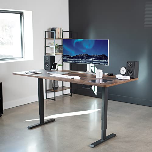 Vivo Electric Height Adjustable 71 X 36 Inch Memory Stand Up Desk, Rustic Vintage Brown Table Top, Black Dual Motor Frame, Touch Screen Preset Controller, 2B Series, Desk-Kit-2B7N-36 #TOP1