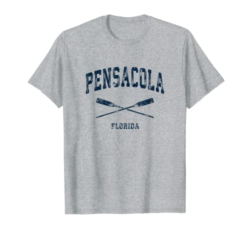 Pensacola Florida Vintage Náutico Cruzado Remos Azul Marino Camiseta