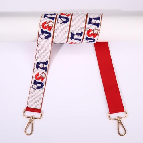 Image of NLCAC Beaded Purse Strap Replacement Crossbody Bag Strap Mardi Gras Valentines Day Holiday Crossbody Strap for Bags