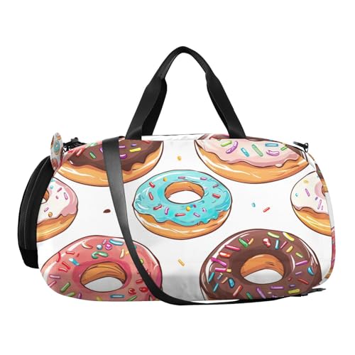 YETTASBIN Sport Travel Duffel Bag for Girls Boys, Donut Large Waterproof Weekender Overnight Bag, Detachable Shoulder Strap Gym Bag with Shoe Compartment & Wet Pocket2