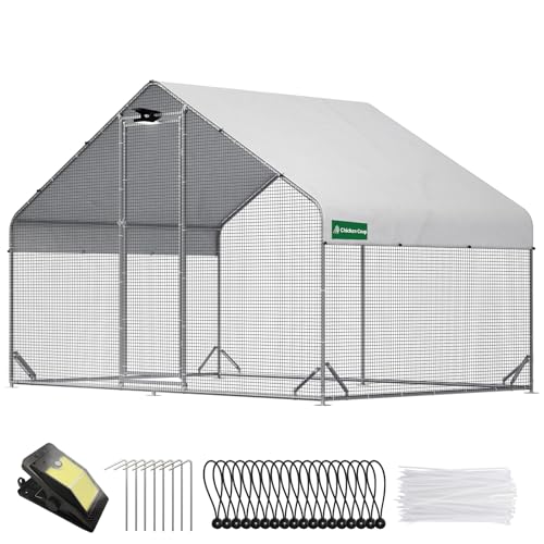 Image of CHIKENCOOP 9.8x6.5x6.5ft Metal Chicken Coop, Hardware Cloth, Solar Light