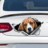 fabisup Beagle 3D Vinyl Car Decal Sticker, Waterproof Dog Car Stickers for Car Window, Animal Print Decoration, Single Use, Outdoor, 1 Count