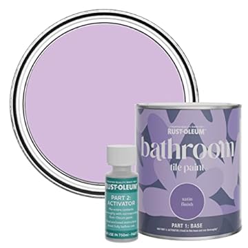 Rust-Oleum Purple Water-Resistant Bathroom Tile Paint in Satin Finish - Violet Macaroon 750ml