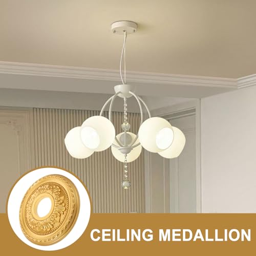 Medallón de techo para ocultar imperfecciones de lámparas LED en salones 8