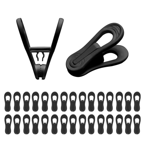 Image of YeHeng 30 Pack Hanger Clips, 2.6 Inch Plastic Clothes Pins, Heavy Duty Hanger Clips for Skirts, Pants, for Baby Clothes Hangers, Black