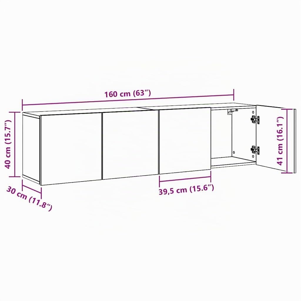 vidaXL Muebles de TV de Pared 2 Unidades Roble artisian 80x30x41 cm, Soporte para TV, Armario Consola de TV, Muebles de Dormitorio, Mueble Multimedia