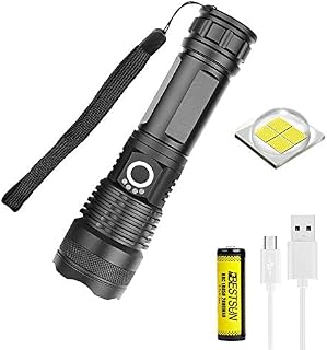 XHP50 LED Torch Rechargeable USB Super Bright EDC Tactical Torch,LUXNOVAQ 6000 High Lumen Zoomable Powerful Flashlight Waterproof Portable Hand Torches Light with Battery & 5 Modes for Camping Hiking