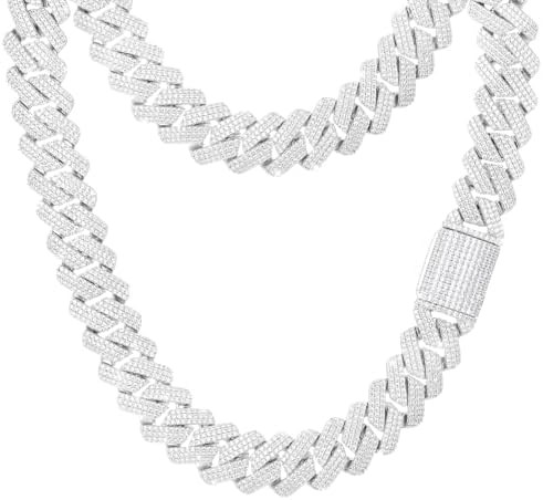 20MM Cuban Link Chain for Men Iced Out Miami Cuban Necklace 18k G...
