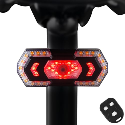Einteiliges Fahrrad Blinker Rücklicht 5 Modi,Fahrradblinker mit Blinkfunktion und Fernbedienung, USB Wiederaufladbar Fahrrad Hecklicht, IPX5 Wasserdicht LED Rücklicht für MTB Ebike E-Scooter