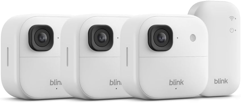 Outdoor 2K+ (newest model) — Wireless smart security camera, 2K video resolution, enhanced audio, two-year battery. Sync Module Core included — 3 camera system (White)