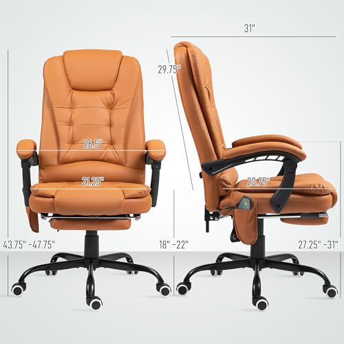 Image of Ergonomic Office Chair with Footrest and Heated,Update Massage Gaming Chair with 7 Vibration Point, Suit for Heavy People, High Back Reclining Chair,Light Brown