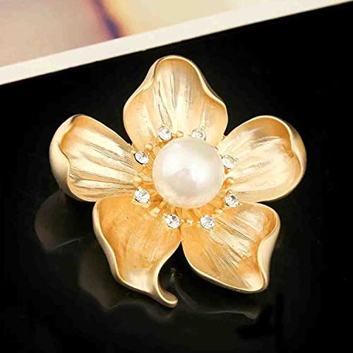 Image of Fashion Rhinestone Flower Brooches Pins Cute Pearl Crystal Floral Lapel Pin Brooch Costume Decorate Jewelry for Women Gril Gift